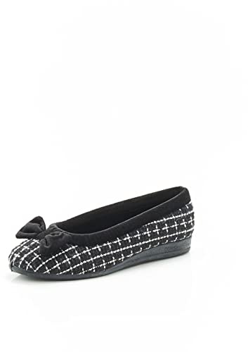 Damart - Ballerines Velours fourrées Thermolactyl, Noir, 39