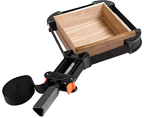 CODIRATO Rahmenspanner Bandspanner mit 4 Backen, Aluminium Winkelspanner mit 4m Nylongurt Eckenspanner Ecke Klemme Bandzwinge für Bilderrahmen, Schublade