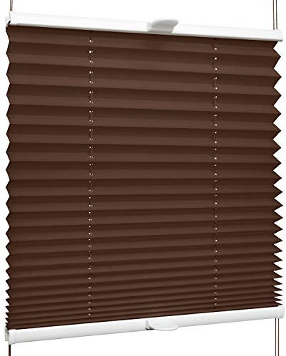SchattenFreude Klemmfix-Plissee für Fenster | Mit Klemm-Haltern | Ohne Bohren | Braun, Breite: 90cm x Höhe: 130cm