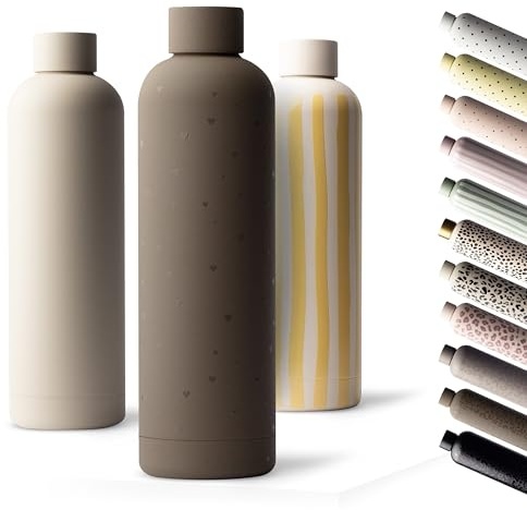 MAMEIDO termosflaska 750 ml, läckagesäker dricksflaska i rostfritt stål, kolsyra lämplig, BPA-fri, isolerad flaska 12h varm & 24h kall (Hidden Crush)