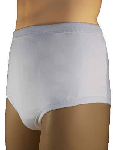 P&S Healthcare - Calzoncillos protectores para hombre, color blanco, sin absorción, barrera para SII, incontinencia fecal y urinaria, pantalón impermeable (XXL (cintura de 45-48 pulgadas)