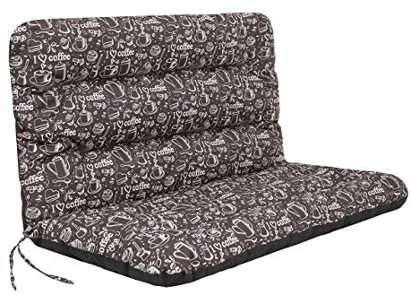 PillowPrim Cojín para columpio de Hollywood, cojín para banco de jardín, cojín para banco, cojín de asiento y cojín de respaldo, ancho del asiento de 120 cm, color marrón café