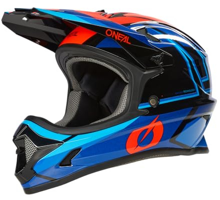 O'NEAL | Mountainbike-Helm Fullface | MTB DH Downhill FR Freeride | ABS-Schale, Magnetverschluss, übertrifft Robustes ABS | SONUS Helmet Split V.23 | Erwachsene | Blau Rot | Größe XL