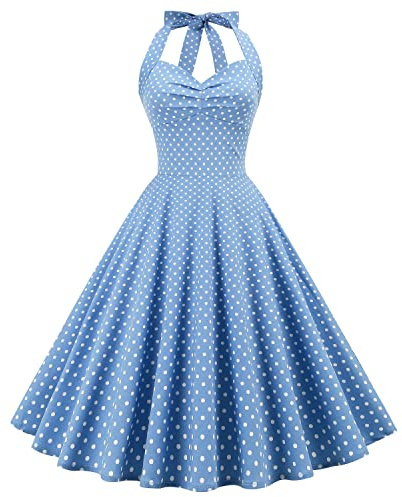 Abito da donna vintage floreale svasato, a trapezio, swing, casual, abiti da festa anni '50, retrò, senza maniche, abiti da ritorno a casa, M