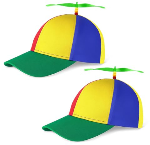 SIEBOLD 2 Stücke Propeller mütze,Helikopter Cap,Propeller hut,Lustige party hüte,für Kopfbedeckung Zubehör Karneval Partykostüm Requisiten für Erwachsene Einstellbar Größe (54-60CM)