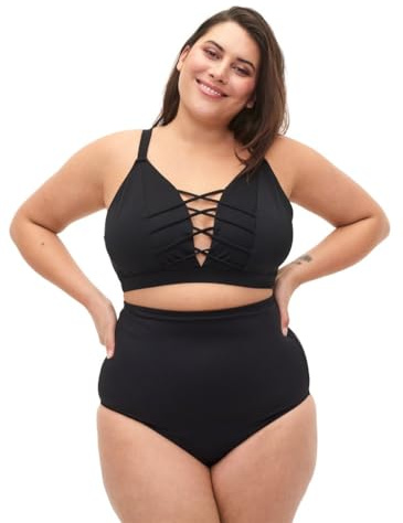 Zizzi Swim by Damen Große Größen Bikini Hose Hohe Taille Gr 58 Black