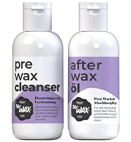Mr. Wax Set 1x After Wax Öl I 1x Pre Wax Hautreiniger Aloe Vera, 2x150ml (2er Set Pre+After)