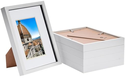 Nicola Spring 3D-Box Fotorahmen Mit A5 -Halterungen - A4 (8 x 12) - Weiß/Weiß - 5 Pack Von 5