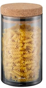 Blomus Vorratsglas -Keepy- | Glasdose mit Korkdeckel | Luftdichte Vorratsdose 2,3L | Farbe Smoked Grey | Ø12 cm | Aufbewahrung |