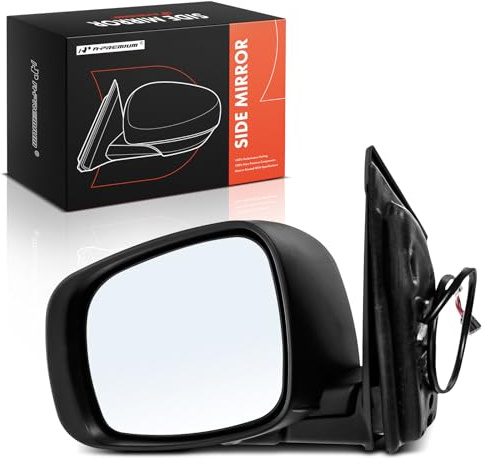 A-Premium Driver Side Power Door Mirror - Compatible with Dodge Grand Caravan & Chrysler Town & Country, 2008-2010 - Heated Manual Folding Black Smooth Outside Rear View Mirror - Replace# 5113331AA