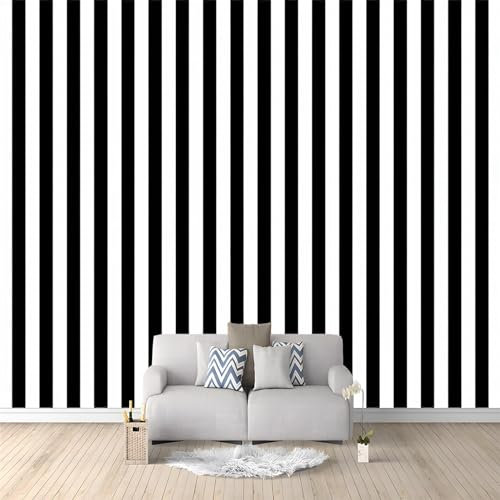 Papel Pintado Fotomural Paredes Mural Lana Papel Pintado 200 x 140 cm Papel tapiz Raya blanca y negra Decoración para comedores Salones Habitaciones Sala Cuarto Oficina Salón