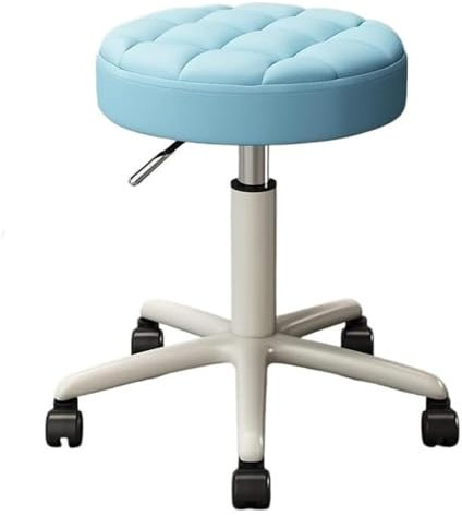 QZQJUILU Rollhocker Drehhocker Pu-Leder Runder Rollhocker Drehhocker Mit Rückenlehne Für Friseurladen Werkstatt Küche Schönheit Nagel Rundhocker Verstellbar