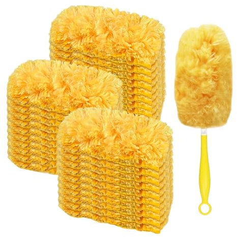 Plumero de microfibra flexible | Plumero de plumas para limpieza | Limpieza de polvo | 30 repuestos de plumero para eliminar el polvo con asa para pequeñas decoraciones, persianas