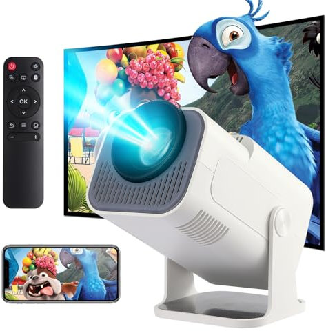 Mini Projector,HY320 Mini 4K 200 ANSI Smart Portable Projector with Android 11.0,Wifi 6 and Bluetooth 5, Auto Keystone Correction,30-130 Screen,180°Rotatable (White)