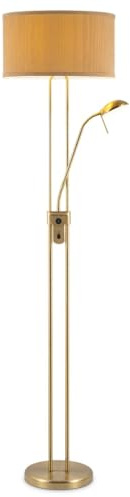 Home Sweet Home Modern golvlampa med lampskärm 40/40/170 cm dimbar brons med huvudljus E27 och läsare G9-7W 1076LM, användning för vardagsrum