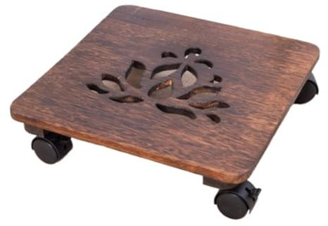WUTIANBAO Pflanzenroller Rollbrett Holz Universalrad Haushaltsrolle Blumentopf Unterlage Bonsai Topf Mobiles Tablett Pflanzenroller für Pflanzen(32.5cm)