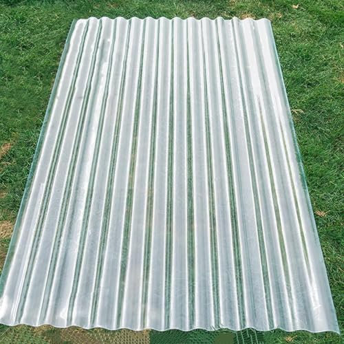 JFUTD Transparent Wellplatten,FRP-Tageslichtplatten,Wetterfest Wellbahn,1mm Dachbleche,Profilblech Trapezblech,Sonnenscheinplatte,für Carport-Gewächshaus,1/3/6/7/9/10 Stück(1 Pcs,0.9x1.6m/35x63in)