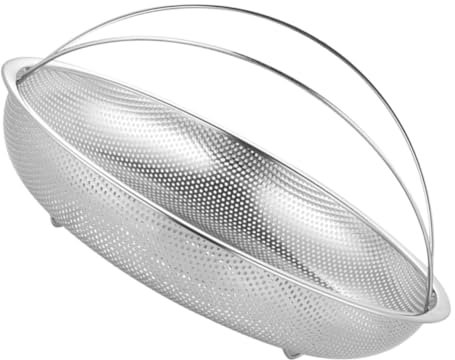 Warmhm Cestello Per La Cottura a Vapore in Acciaio Resistente 25,5 Cm Manico Griglia a Vapore Microforata Per Verdure e Riso Inserto Per Pentola a Pressione Multifunzione