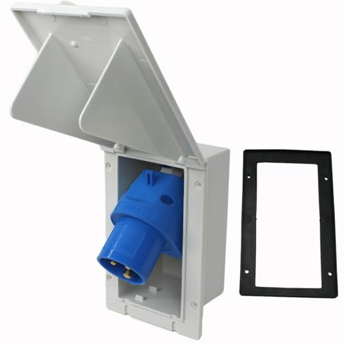 CEE Einspeisungssteckdose lichtgrau Rechteck IP44 Wohnwagen Wohnmobil Caravan 220V - 240V
