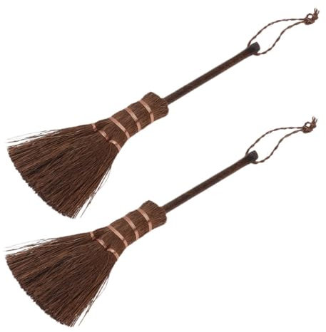 TOYANDONA 2 Pièces Mini-Balai Balai à Poussière De Table Mini- à Main Plumeau De Bureau s De Nettoyage Manche Court s pour Balayer L'intérieur Cheveux Bruns Brun