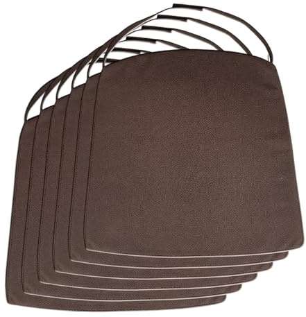 Amago home Stuhlkissen Sitzkissen 42x44cm Stuhlauflage braun Wildlederoptik Kissen mit Klettverschluß Größe Set 6 Stück