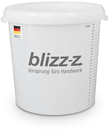 blizz-z Anrühreimer mit Literskala, Fassungsvermögen: 32 Liter - 2 Stück | Höhe 38 cm - mit Griffmulden - stabil - halbtransparent, mit Literskalierung - für Flüssigkeiten und Pulver - Made in Germany