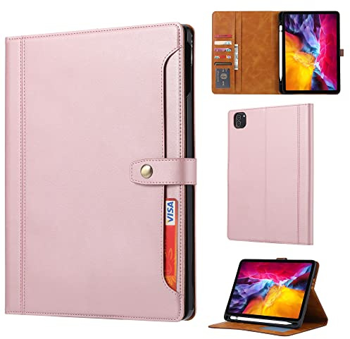 Resa med surfplatta Tablet Väska till iPad Pro 11 tum 2021 Magnetisk lås Flip Fällningsställe med Auto Wake/Sleep Tablet Case Cover Surfplatta skydd(Pembe)