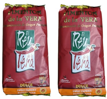 PACK 2 Uns Pimentón de la Vera Dulce D.O.P. – El Rey de la Vera (SANMEL) Pimientos Rojos Secados en Horno de Leña – Molienda Tradicional – Sabor Ahumado Gourmet de Extremadura - 2k