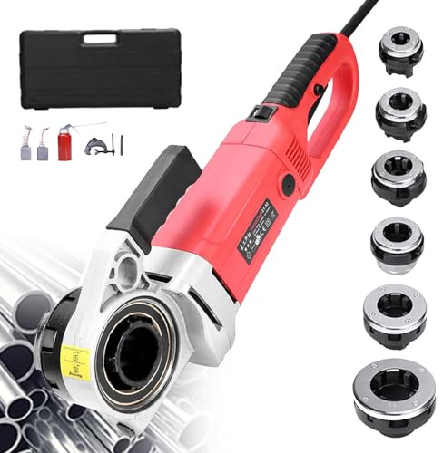 smafoseedding Kit di Strumenti per Filettare Tubi, Filettatrice per Tubi per Carichi Pesanti da 2300 W, Strumento Idraulico Portatile, Azionamento Elettrico Portatile, con 6 Matrici (da 1/2 A 2)