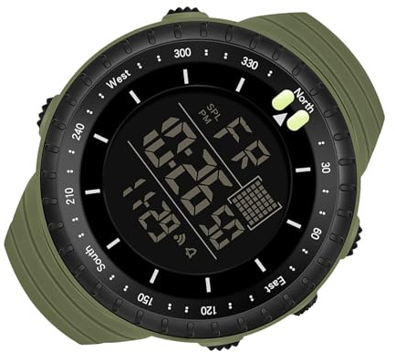 SPYMINNPOO Sports Night Light Electronic Watch with Arrow Storage Box/Cover Strap for Outdoor Activities ABS Rubber Stainless Steel for All People (Green)