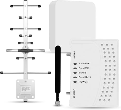 Cell Phone Booster for Home & Multi-Room, Cell Phone Signal Booster with 2 Indoor Antennas for Band 66/2/4/5/12/17/13/25,Up to 6000 Sq.Ft,Boost 4G 5G LTE Data for All U.S. Carriers, FCC Approved
