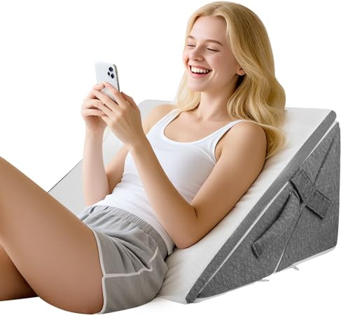Aofesel Cuscino a Cuneo per Letto 3pcs, Cuscino Antireflusso Adulti, Cuscino Triangolare Regolabile, Cuscinos di Reflusso Ergonomico per Apnea Notturna, Reflusso Acido, Elevazione Delle Gambe