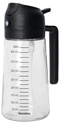 Metaltex Pulverizador de aceite y vinagre de 400 ml – Spray de aceite fino para cocinar y airfryer