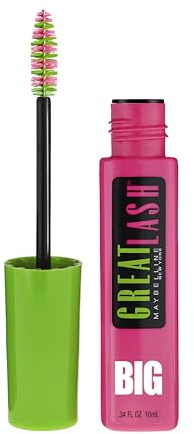 Maybelline Great Lash BIG Washable Mascara, Volumizing, Thickening, Lengthening Mascara, Brownish Black, 1 Count