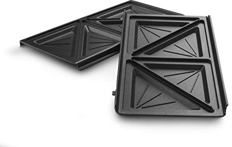 De'Longhi Set di pannelli sandwich DLSK154 - accessori da cucina per De'Longhi Multigrill SW12, inserto per griglia con rientranza diagonale, in alluminio pressofuso lavabile in lavastoviglie, nero