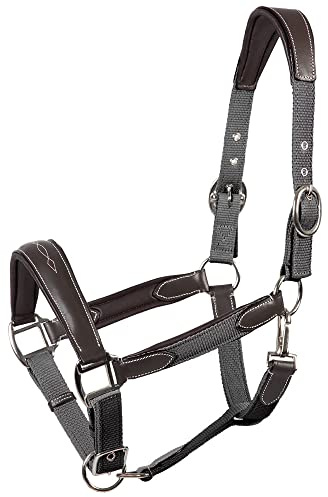 PFIFF 102810 Halfter 'Caline' mit Lederapplikation, grau-braun Pony