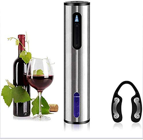 suolanziy Abrelatas de Vino Eléctrico Juego de Regalo de Sacacorchos Eléctrico Profesional Recargable de Acero Inoxidable con Cortador de Aluminio