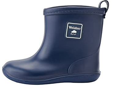 Weishuo Stivaletti Pioggia Bambino Scarpe da Pioggia Antiscivolo Impermeabili Stivali di Gomma per Bambini da 1 a 8 anni, Taglia del Produttore 15, 23/24 EU, Blu scuro