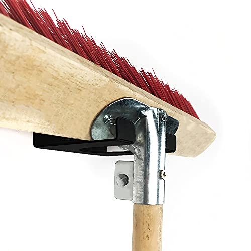 MegaMaxx DIY Tool Wall Holder Hooks for Brush Mop and Broom Rack - Wall Mounted Hanger Racking Storage Bracket Unit for Workshop, Warehouse, Shed, Garage (Black)