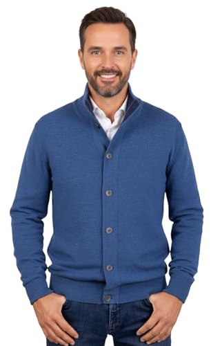 Marenza cárdigan para Hombre con Botones en Mezcla de Cachemira y Seda, Made in Italy