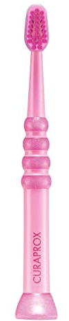 Curaprox babytandborste – För spädbarn och småbarn | Ultramjuka borst för skonsam och glad tandborstning | Rosa-Rosa | Enpack | Tillverkad i Schweiz