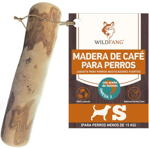 Wildfang® Kaffeeholz für Hunde mit Lachsöl – Kauspielzeug aus Kaffeeholz für Aggressive Kauer und Welpen im Zahnwechsel. Zahnpflege-Spielzeug für Hunde, Größe S (unter 15 kg)