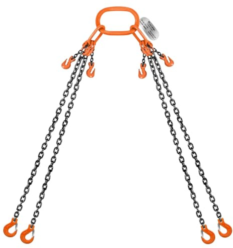 SALUINOKI Lift Chain Sling with Hooks 10Ft 4 Way x 1/4 inch 6600lbs 3 Ton for Chains Lifting