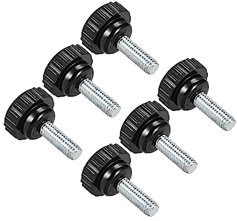CoCud 6-Pièces Moleté Serrage Boutons M6 x 15mm Thermoset Plastique Noir | Pouce Vis Poignée Boulons Boutons, Mâle Filetage 20mm Tête, pour Tour Machines