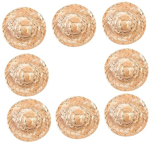 ABOOFAN 8stücke Teiliges Miniatur Strohhut Handgefertigte Kleine Geflochtene Puppenhüte Dekorative DIY Bastelaccessoires Leichtes Teppich-dekor Für Foto-Requisiten Geburtstag Und Festtagsg