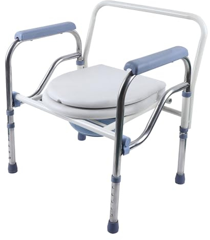 Chaise percée pliable réglable en hauteur avec poêle amovible pour personnes âgées jusqu'à 150 kg