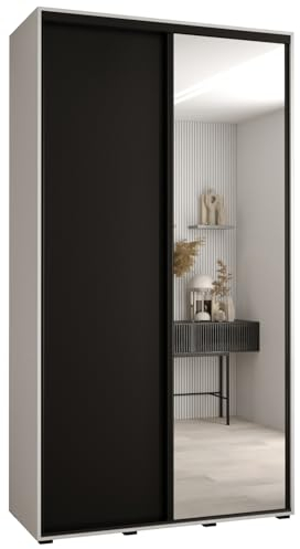 Kleiderschrank mit Spiegel Davos 3 Garderobenschrank - Schrank Schlafzimmer - Mehrzweckschrank 2 Schiebetüren - Regalen - Flur Möbel - Kleiderstange Schrank - Allzweckschrank - closet - Gaderobe