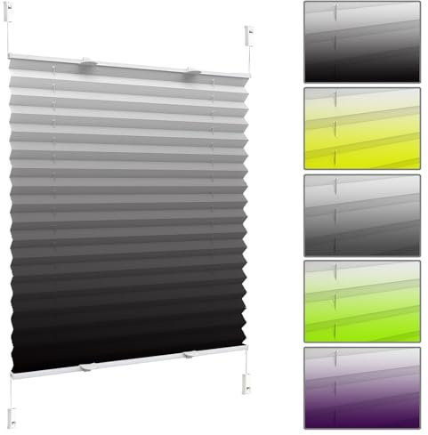 Premium Plissee Faltrollo 40 x 100 cm Sonnenschutz Jalousie, Lichtundurchlässig Jalousie Easyfix Sichtschutz Sonnenschutz für Fenster & Tür, Schwarz