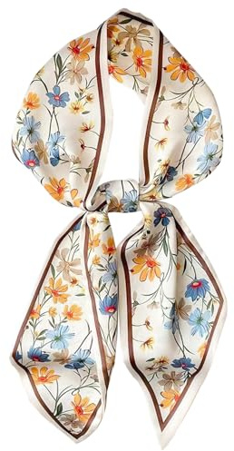 vimate Purse Scarf for Handbags -Fall Fashion Silk Feeling Skinny Floral Neck Hair Scarf for Women Bag Scarf for Handle (Style 06)