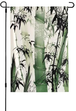 LAMAME Peinture chinoise de bambou imprimé drapeau de jardin patio drapeau décoratif double face drapeau de jardin
